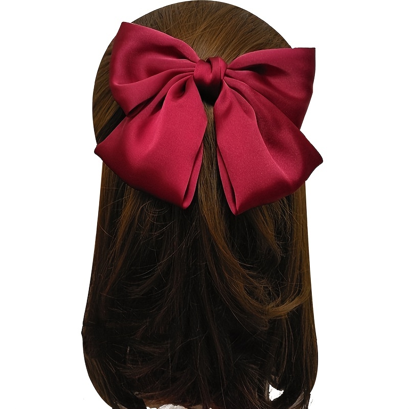 Big Satin Solid Bow Hair Clips Hairpin Women Barrettes 1pc