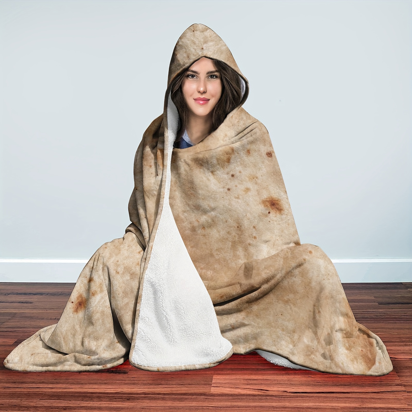 Burritos Tortilla Hooded Blanket Thick Nap Wearable Blanket - Temu