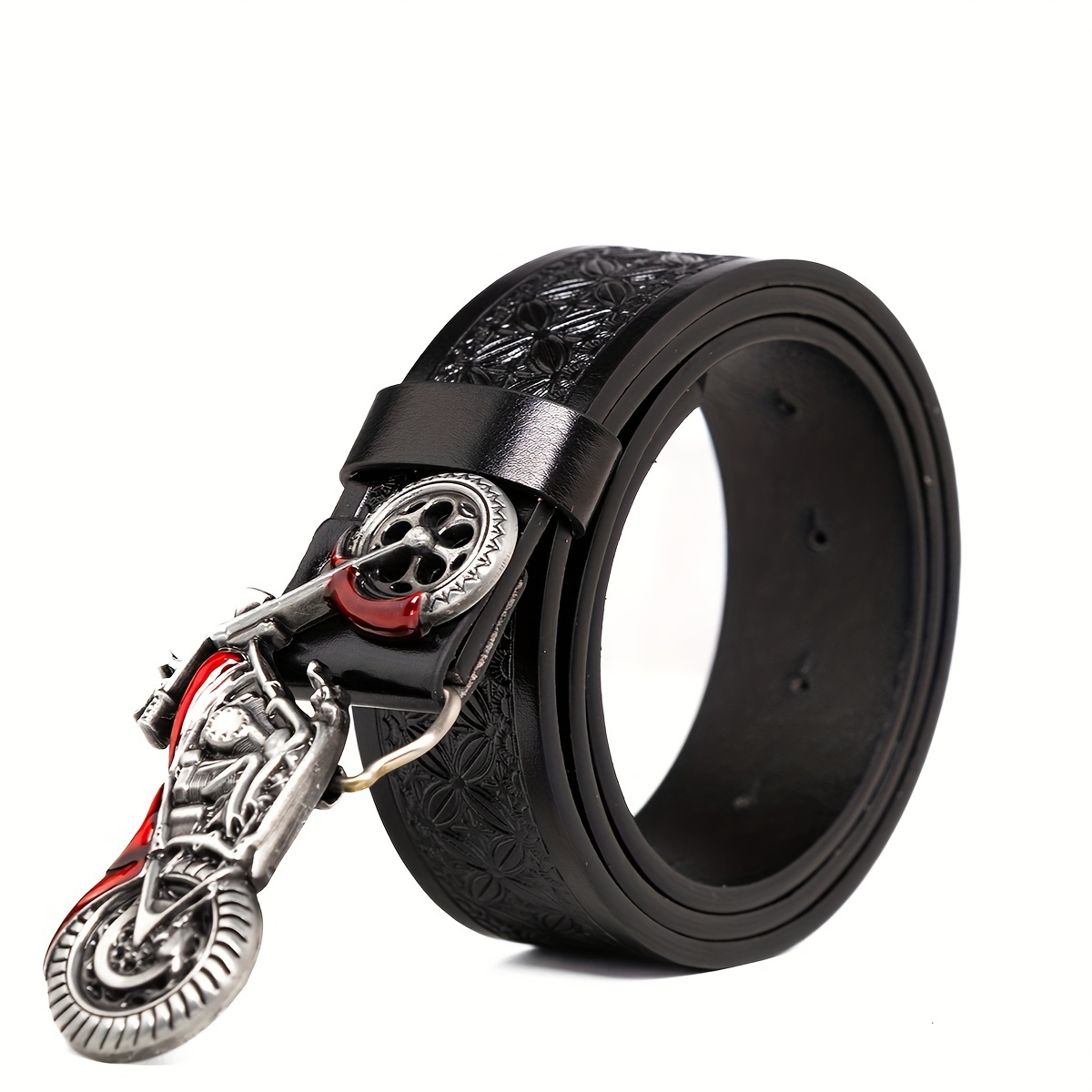 Retro Pattern Buckle Red PU Leather Men's Belt