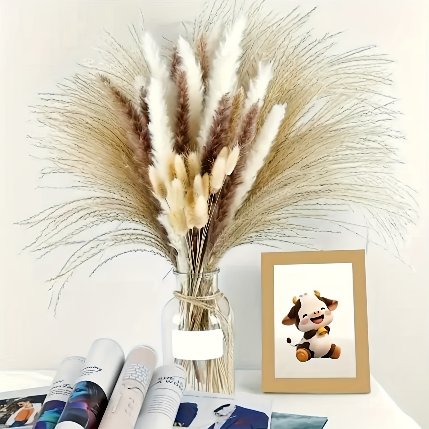 ZJTAPE Erba della pampas - Naturale Fiori Secchi Decorativi, Erba di Pampa  Fronde soffici、Eucalipto e Lagurus Essiccati, Bouquet di Fiori Secchi Per  il Matrimonio Perfetto, Decorazioni per la Casa : : Casa