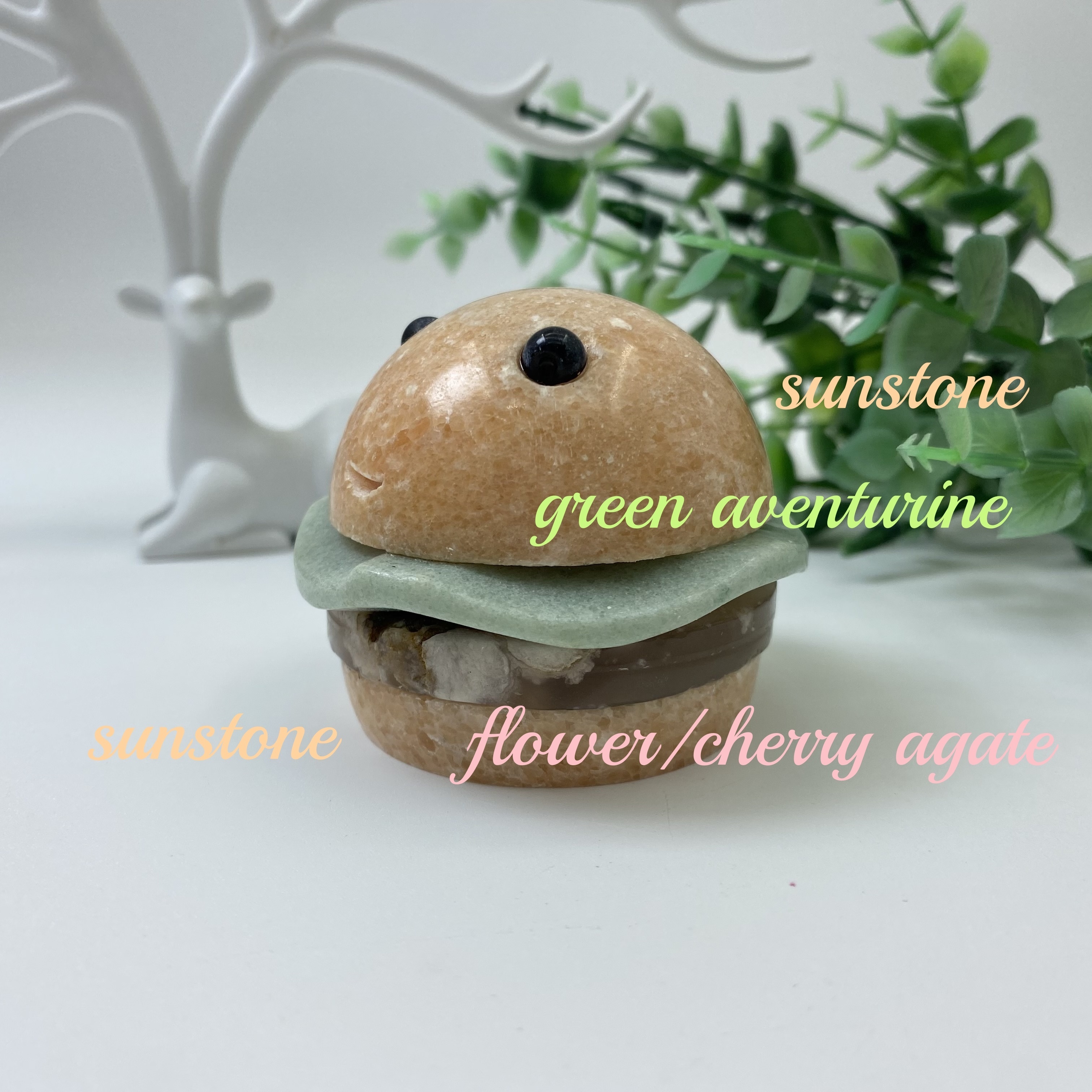 1pc Sunstone Hamburger Agate Green Aventurine Natural Crystal Stone