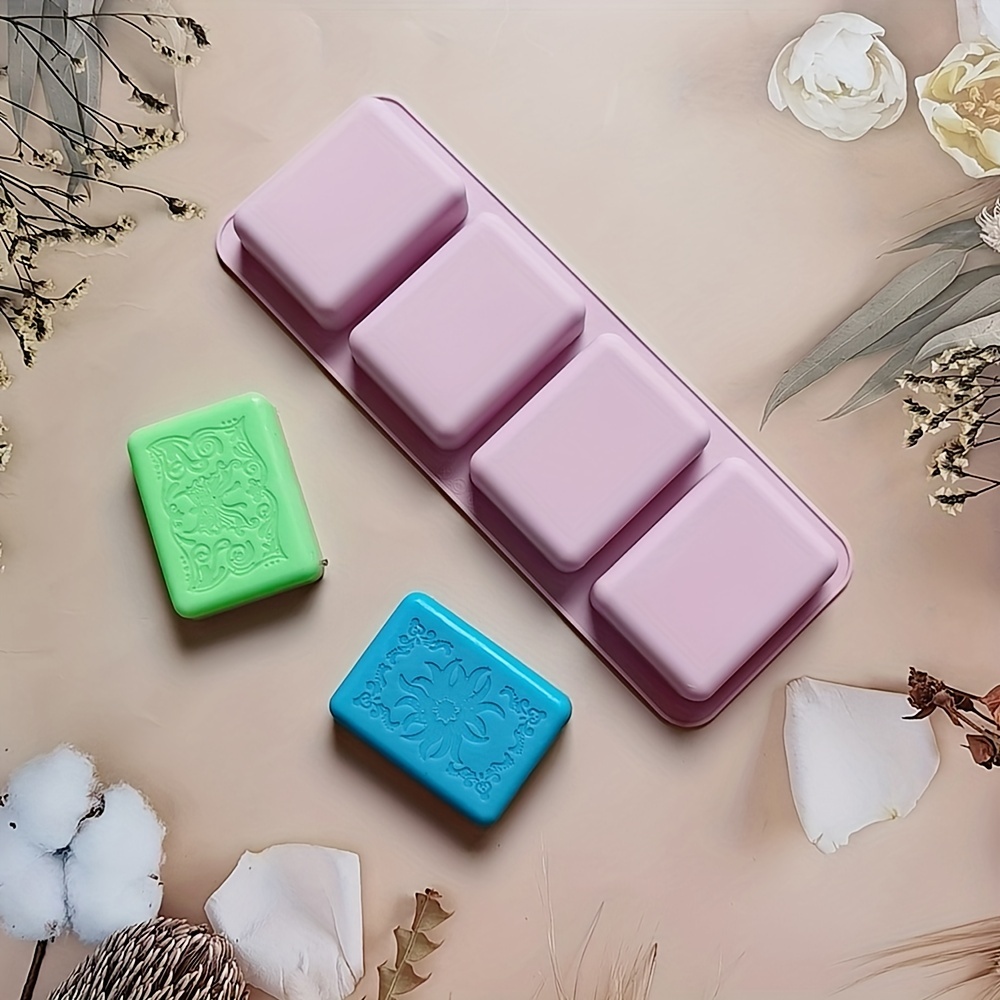 4 cavity Soap Mold Square Silicone Mold For Diy Aromatherapy - Temu