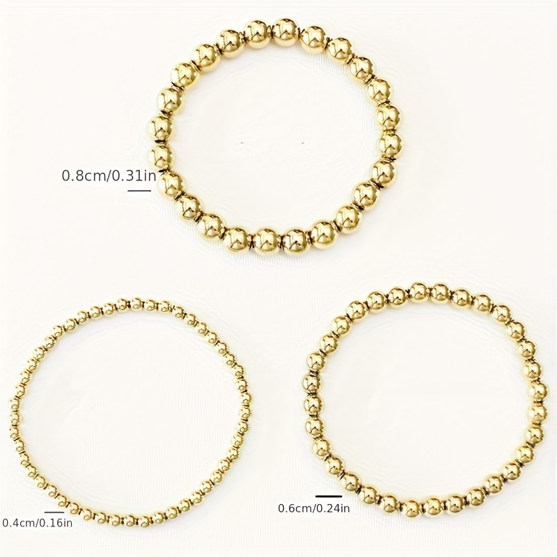 Round Beads Balls Bracelet 18k Gold Plated Golden Color - Temu