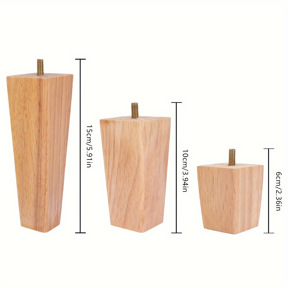 4pcs wooden sofa legs 6 15 20cm replacement height furniture legs solid wood table legs square furniture feet with screws mounting plate pads for sofa couch chair bed table cabinet