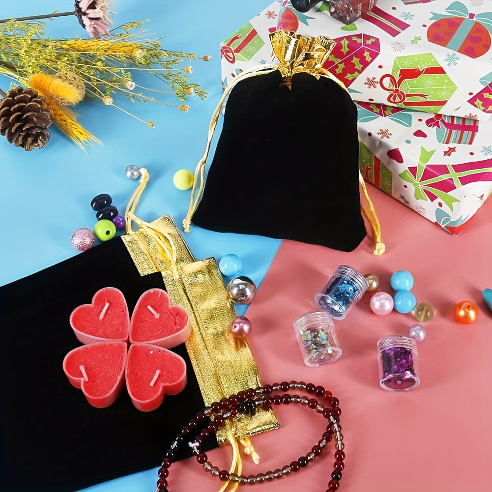 DTOL Bolsas de tela de terciopelo para joyas, pequeñas bolsas de regalo con  cordón para fiestas, viajes, portátiles, Navidad, festivales, organizador