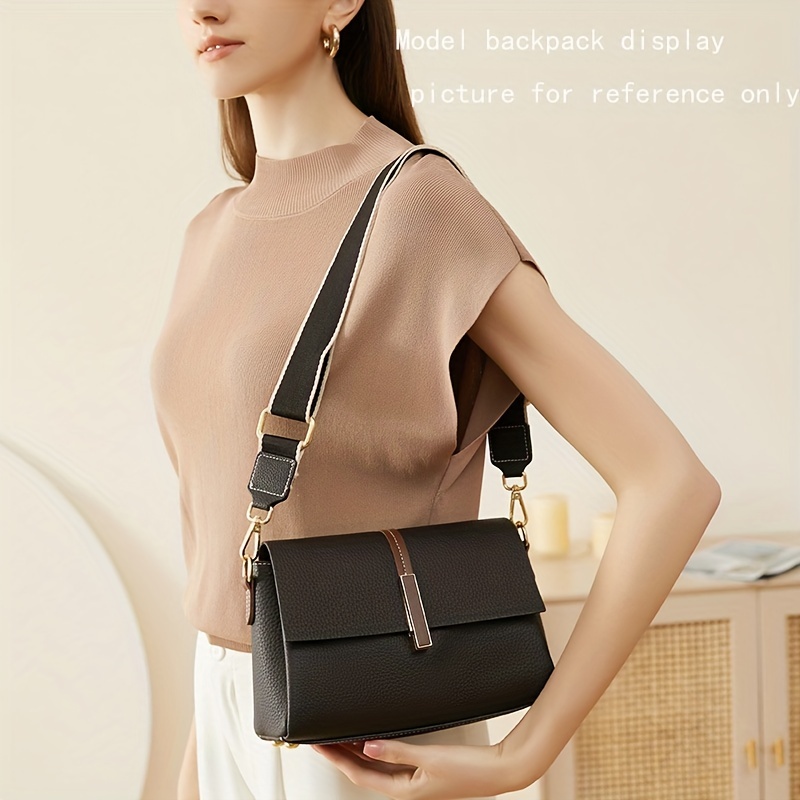 Trendy Simple Solid Color Shoulder Strap, Adjustable Crossbody