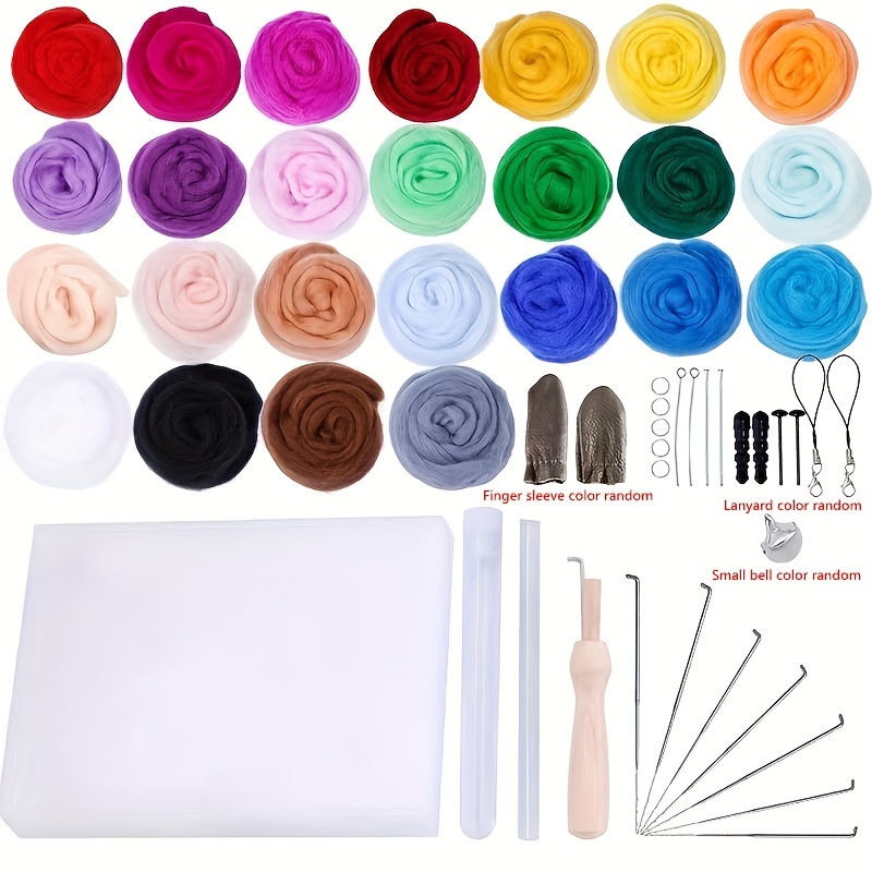 MIUSIE 20/36/50 Colors Needle Felting Kit Wool Felting Tools Handmade Felt  Needle Felting Fabric Materials Accessories