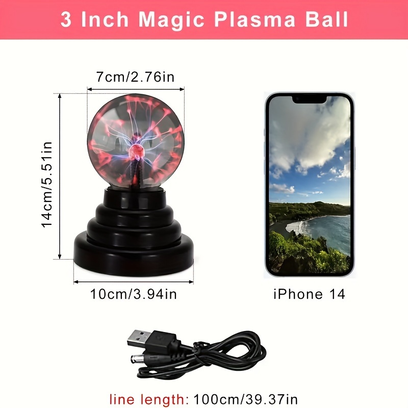 boule de plasma magique 10cm, lampe plasma boule de 4 pouces, lumière à  plasma sensible au