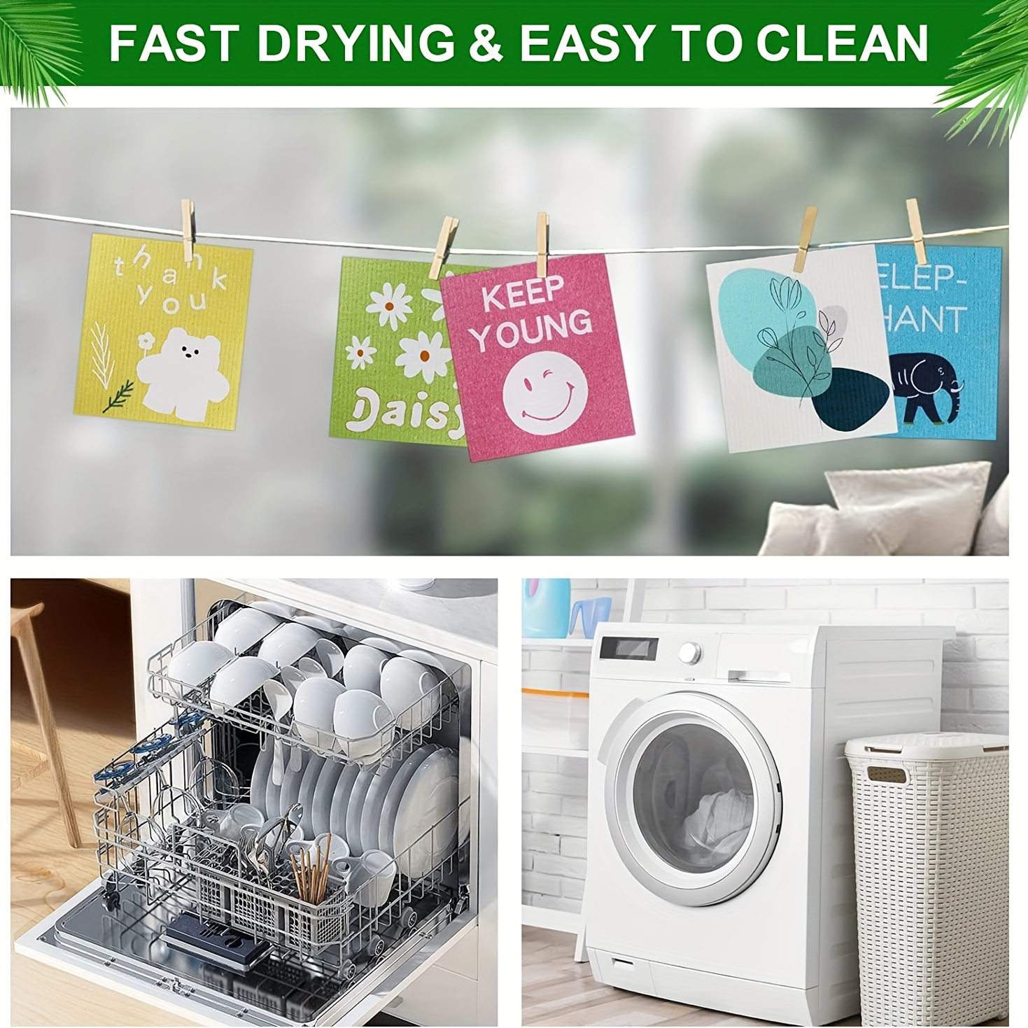 6 Pcs Swedish Kitchen Dishcloths Kitchen Towels, Absorbent Dish Towels,  Reusable Sponge Cleaning Dish Cloths Quick Drying Washable Decorative Tea