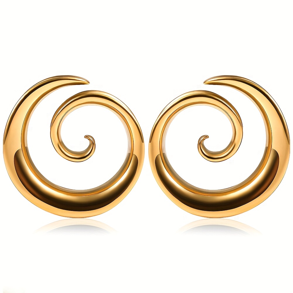 Image of 2pcs Spiral Ear Tunnels Plugs Steel Ear Gauges Hypoallergenic Earrings Expander Stretcher Piercing Body Jewelry