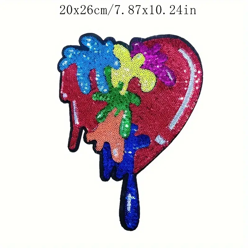 Iron On Heart Patch Sequin Patches Embroidered Badge Applique Patch For  Clothing Jeans T-shirt - Temu