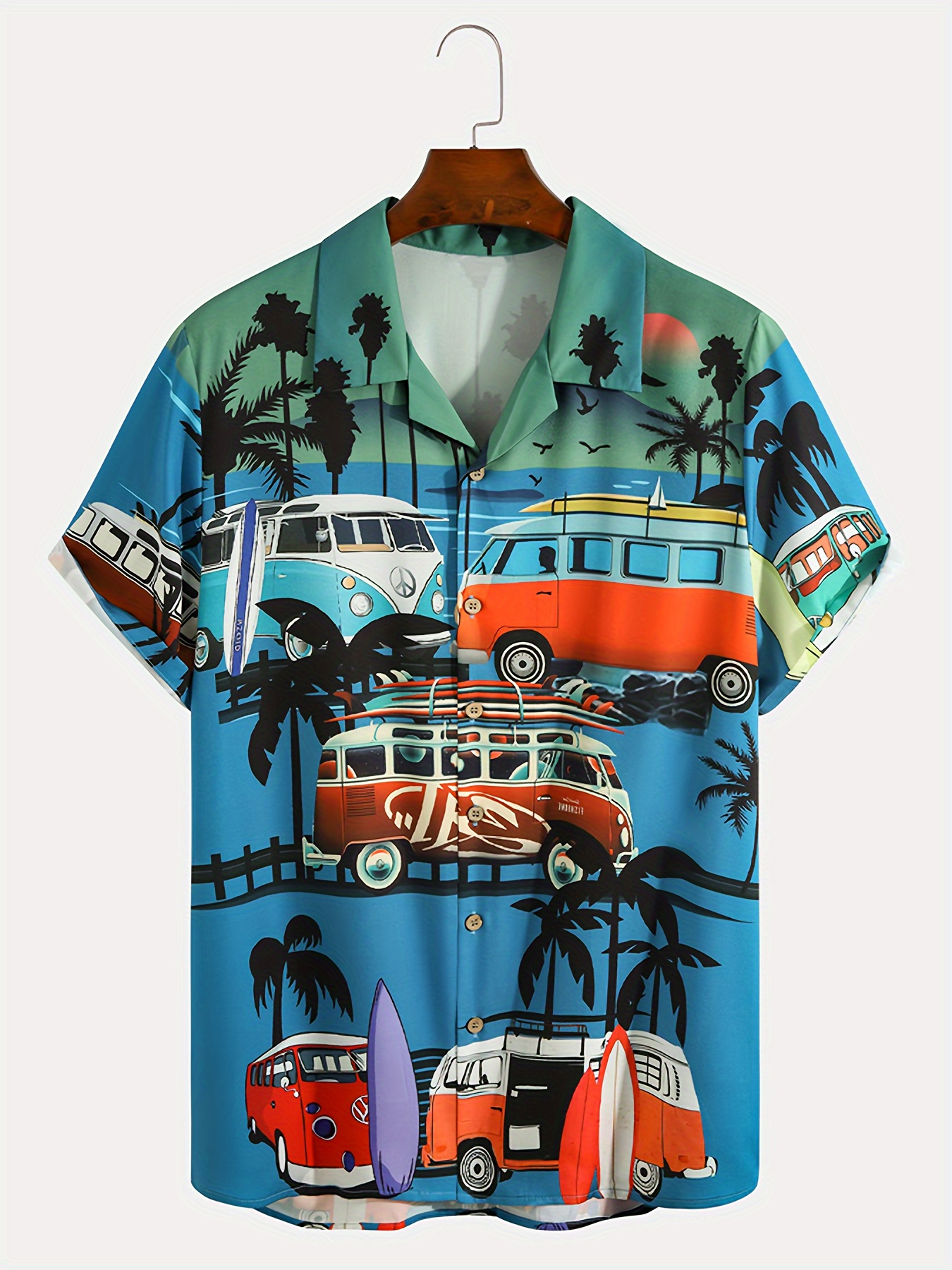 Men's Plus Size 'beach' Coconut Tree Pattern Plain Color - Temu