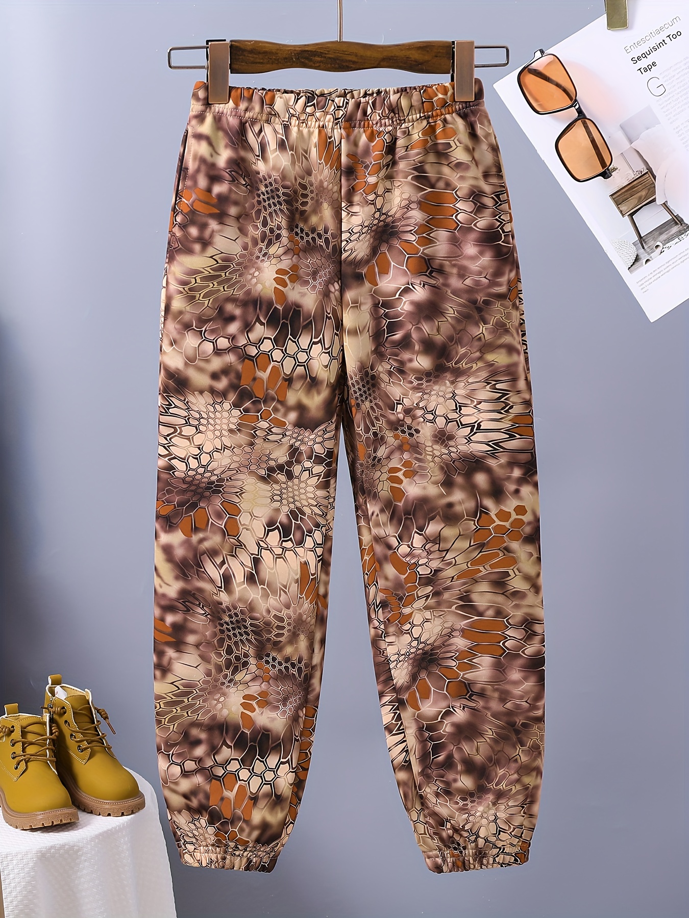 Leopard Print Paper Bag Waist Cropped Pants Casual Elastic - Temu