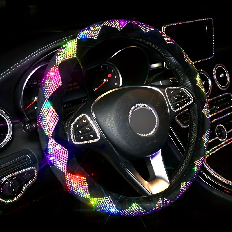 Couverture de volant de voiture en strass coloré en cristal de luxe,  accessoires de voiture universels de protection de volant de voiture  anti-dérapant Bling de 15 pouces - Temu France