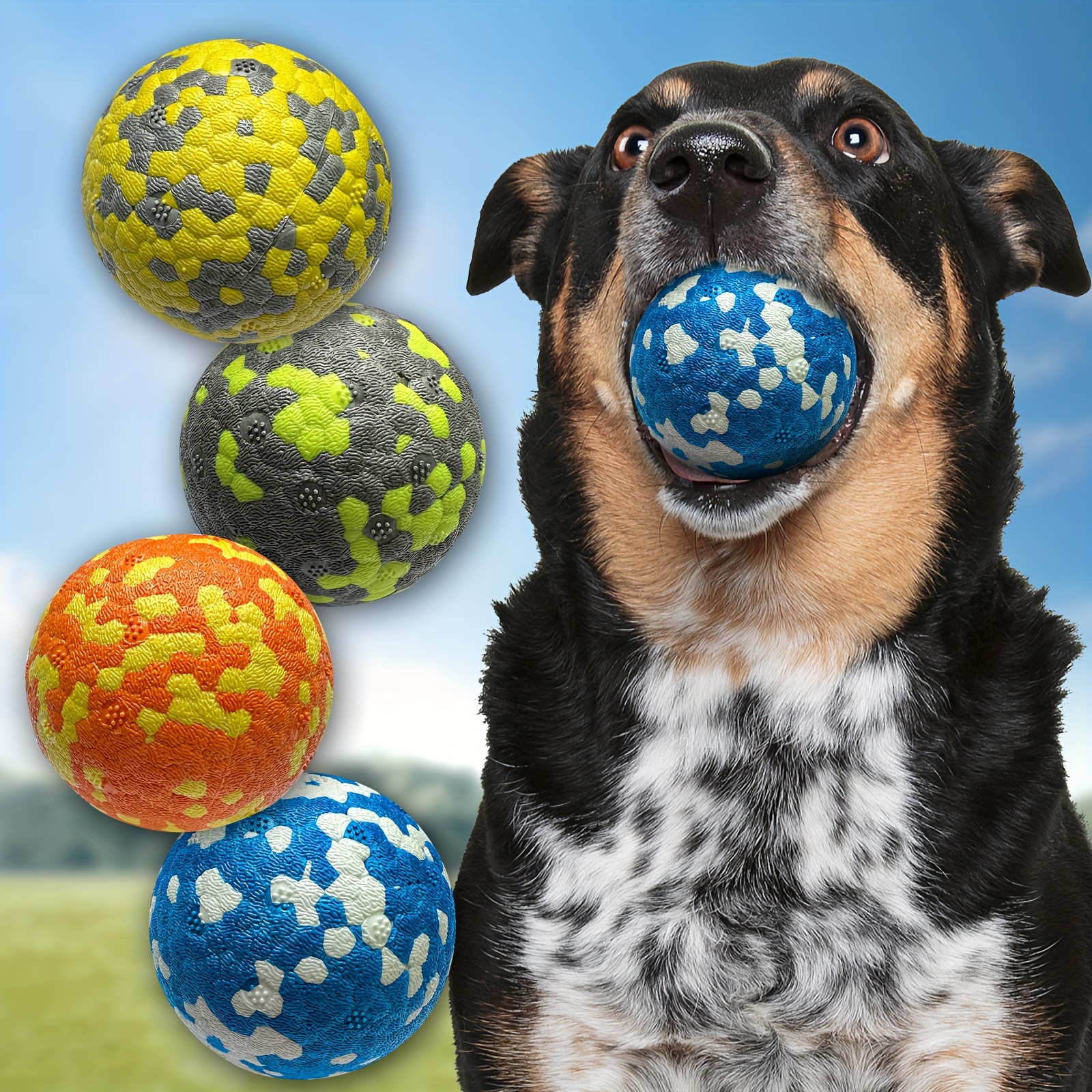 

4pcs Dog Balls, Tennis Balls For Dogs, Durable Bouncy Dog Toy Balls For Aggressive Chewers, Interactive Dog Toys For Fetch Game, Lightweight Floating Dog Toys
