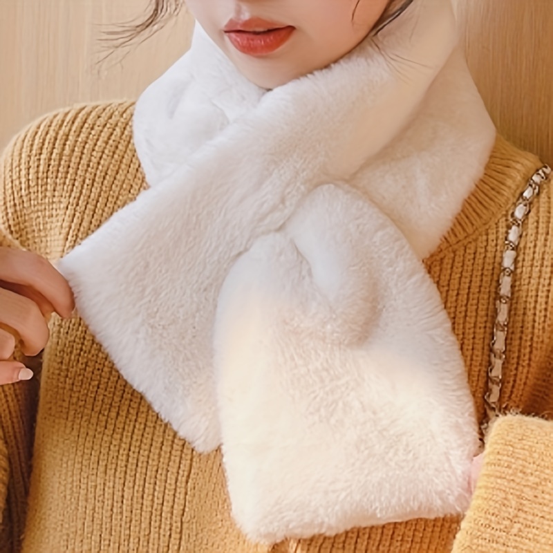 Men And Women's Winter Plush Neck Warmer Scarf Trendy Solid - Temu