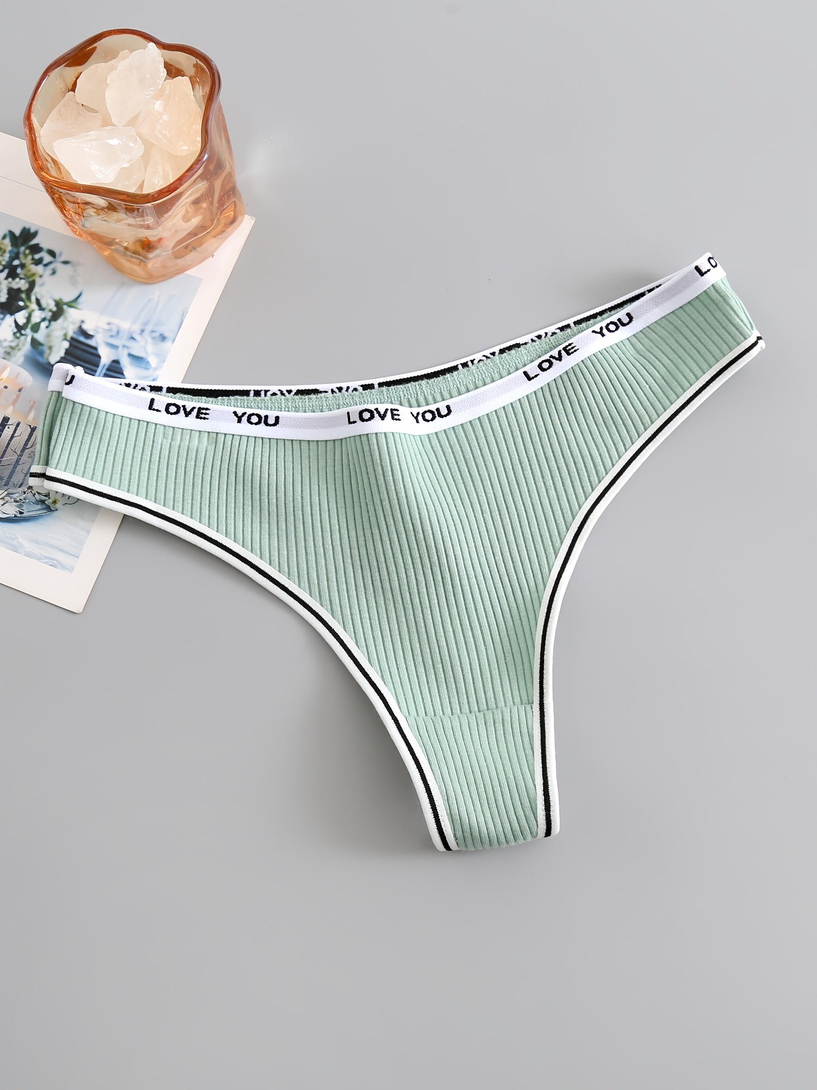 ZMHEGW Underwear Women Seamless Seamless Thin Strap Thong Letters Sports  Fitness Briefs Period Panties