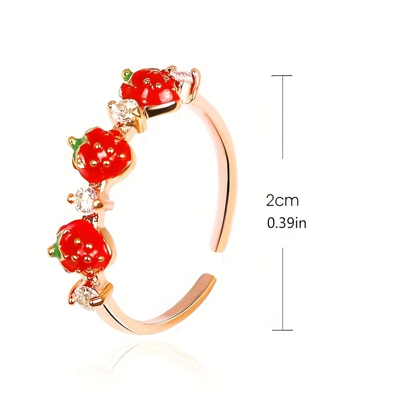 Strawberry Ring 14K Plated Open Ring