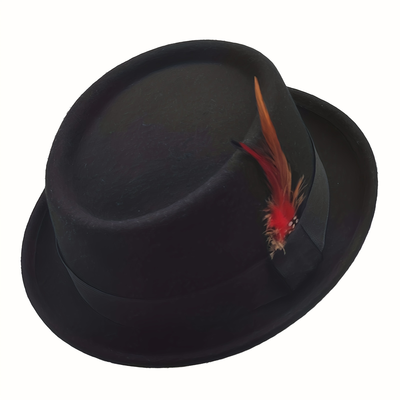 

1pc 100% Pure Wool Porkpie Fedora Hat With Vintage Style For Unisex, Ideal Choice For Gifts