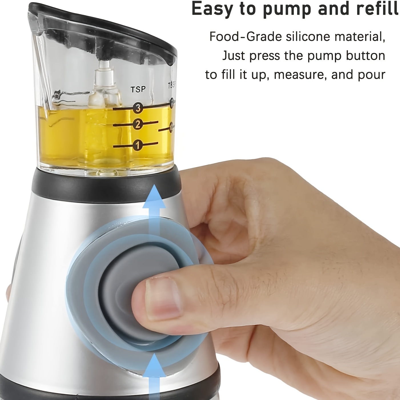 Glass Oil Dispenser Just Press And Measure, For House Hold