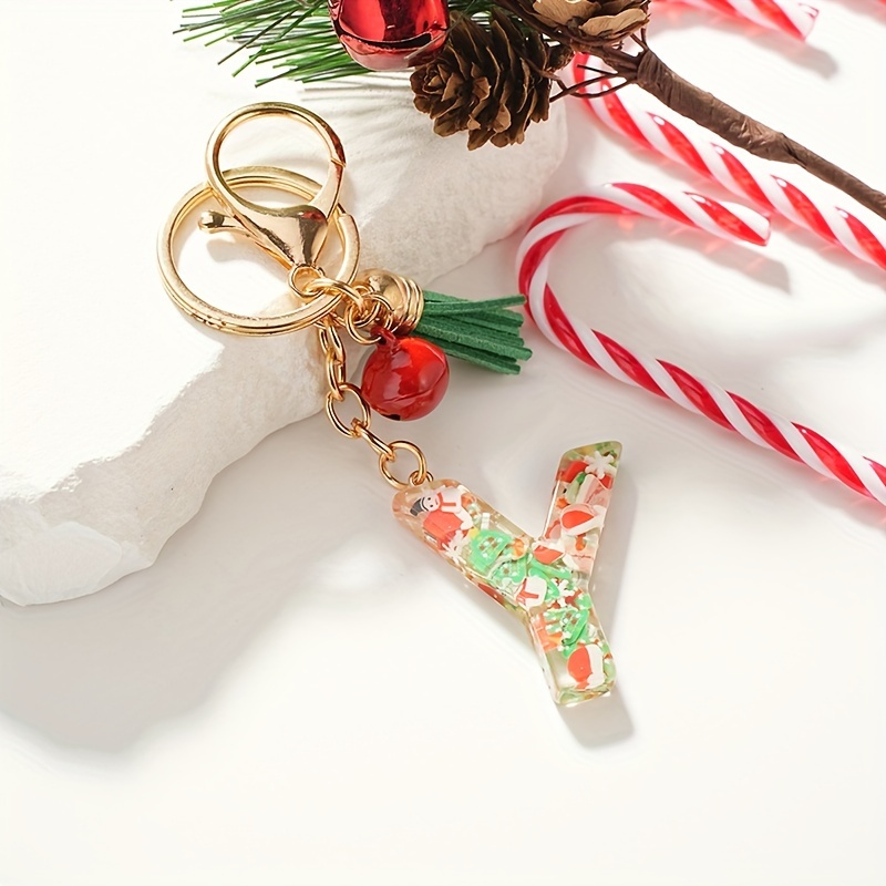 Multicolor Santa Snowman Fruit Piece Keychain, Keychain With Resin