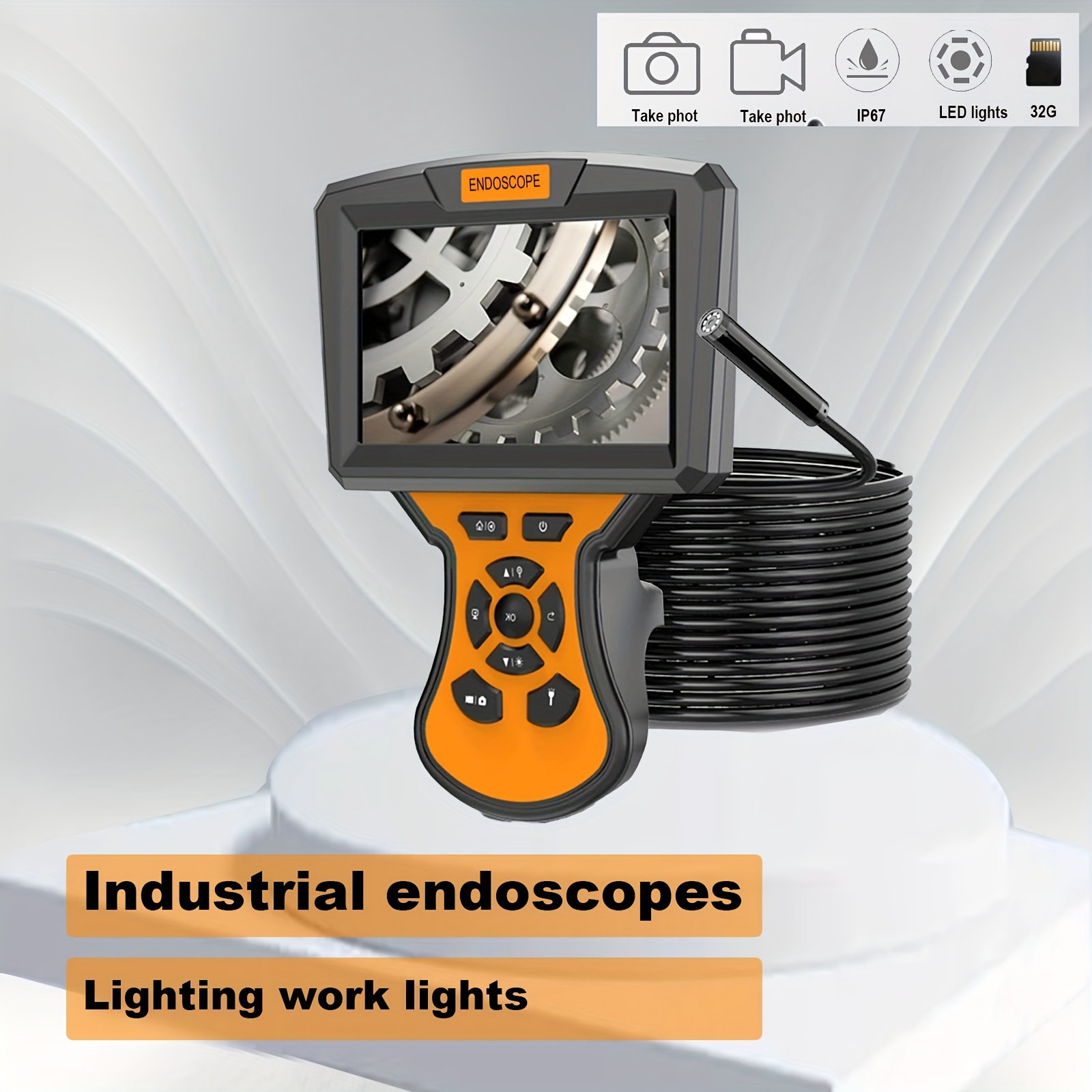 Endoscope Industriel Double Objectif à Rotation 360°, Cable Rigide Caméra