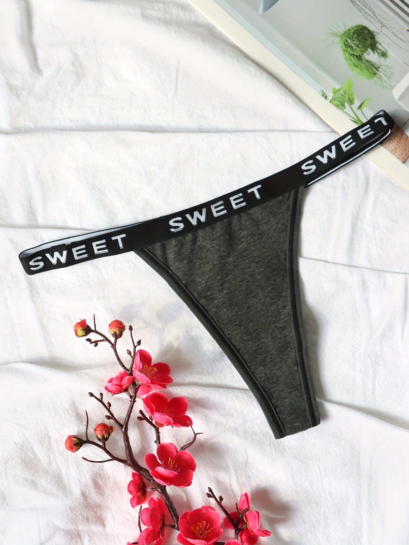 Sexy Panties Thongs Women Letter Rhinestones G String Low - Temu