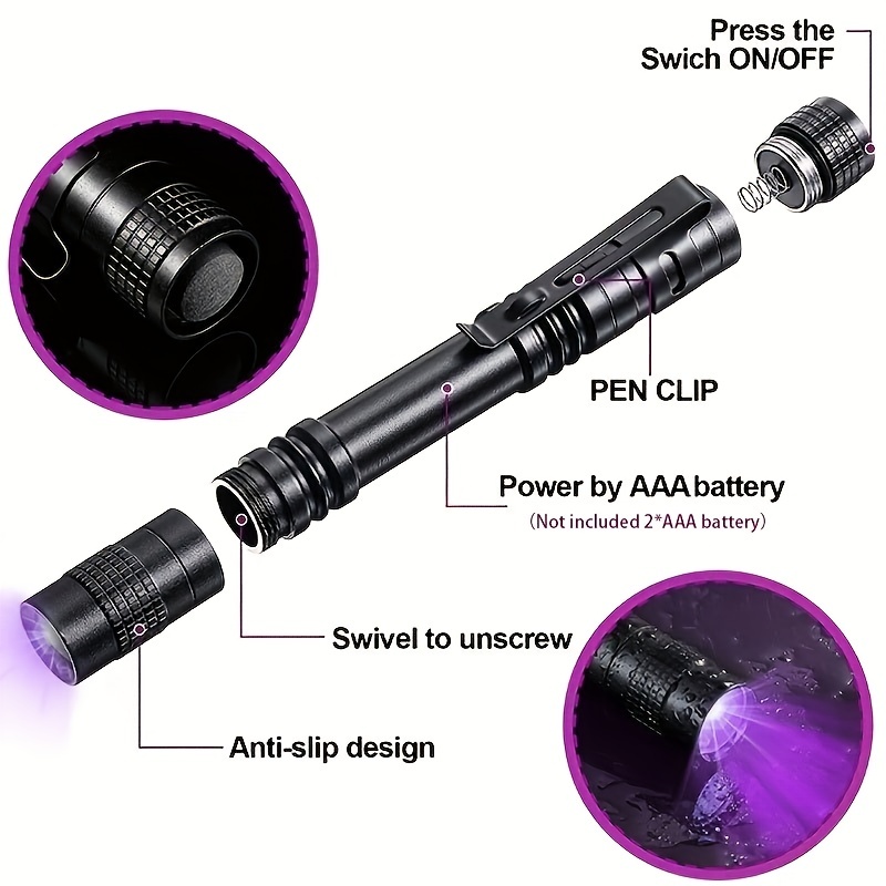 Linterna UV aleación de aluminio de 395nm linterna LED de luz negra  multipropósito duradera para autenticación de licencia ANGGREK Otros