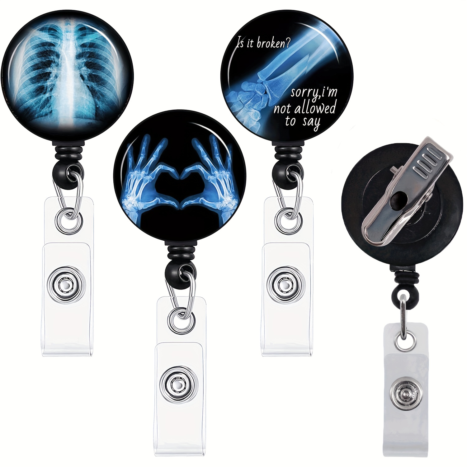  Badge Reels Holder Retractable Keychain Heavy Duty with ID  Clip for Nurse Key Card Name Tag Mental Health Matters Psychology Medical  Work Office Key Retractor Leash Metal Carabiner Belt Clip 