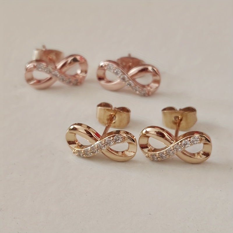 Lucky Cubic Zirconia Infinity Stud Earrings