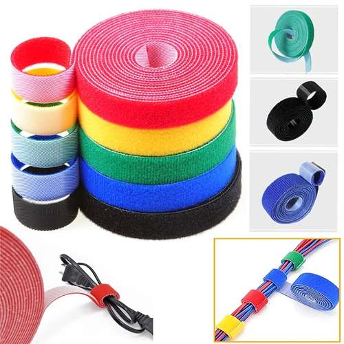 1 roll of reusable cable straps cable ties double sided hook loop nylon fastening tape wire organizer for cords cable management