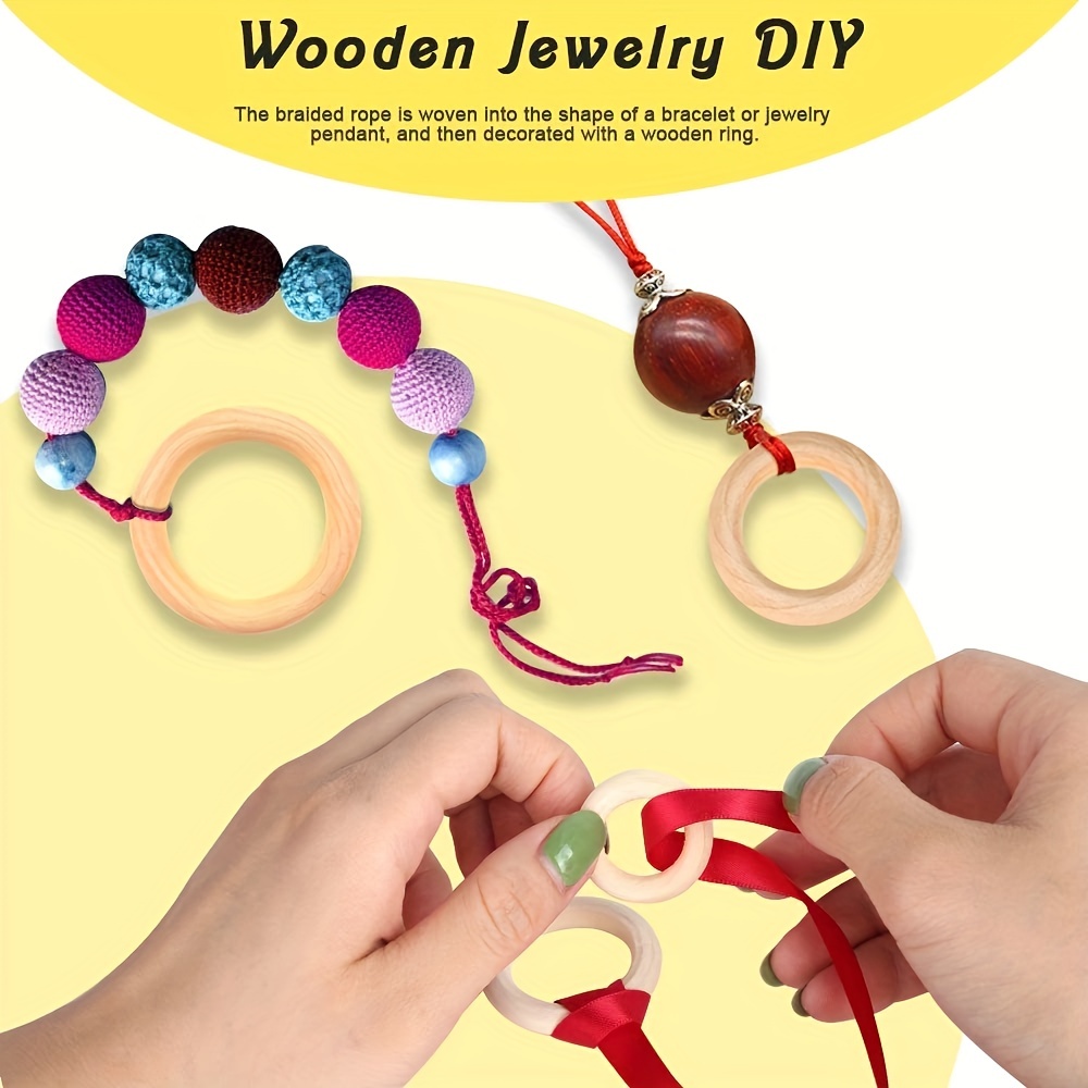 Natural Wood Circles Beads Wooden Ring DIY Jewelry Making Crafts DIY