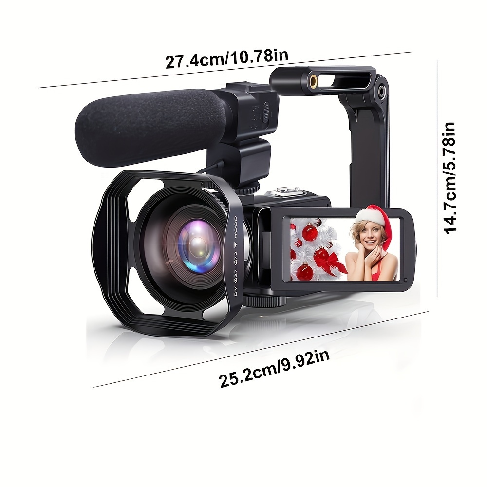 Cámara de video, videocámara 4K 56MP con micrófono, cámara digital Ultra HD  con zoom digital de 16X, cámara de vlogging para  con pantalla IPS