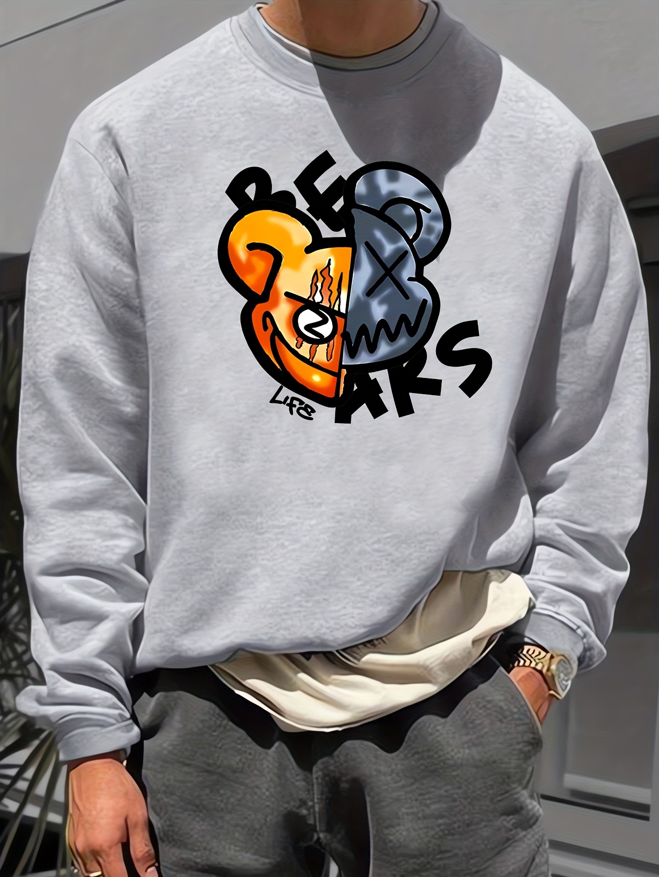 Graphic Print Crew Neck Sweatshirt Sudadera Casual Manga - Temu Mexico