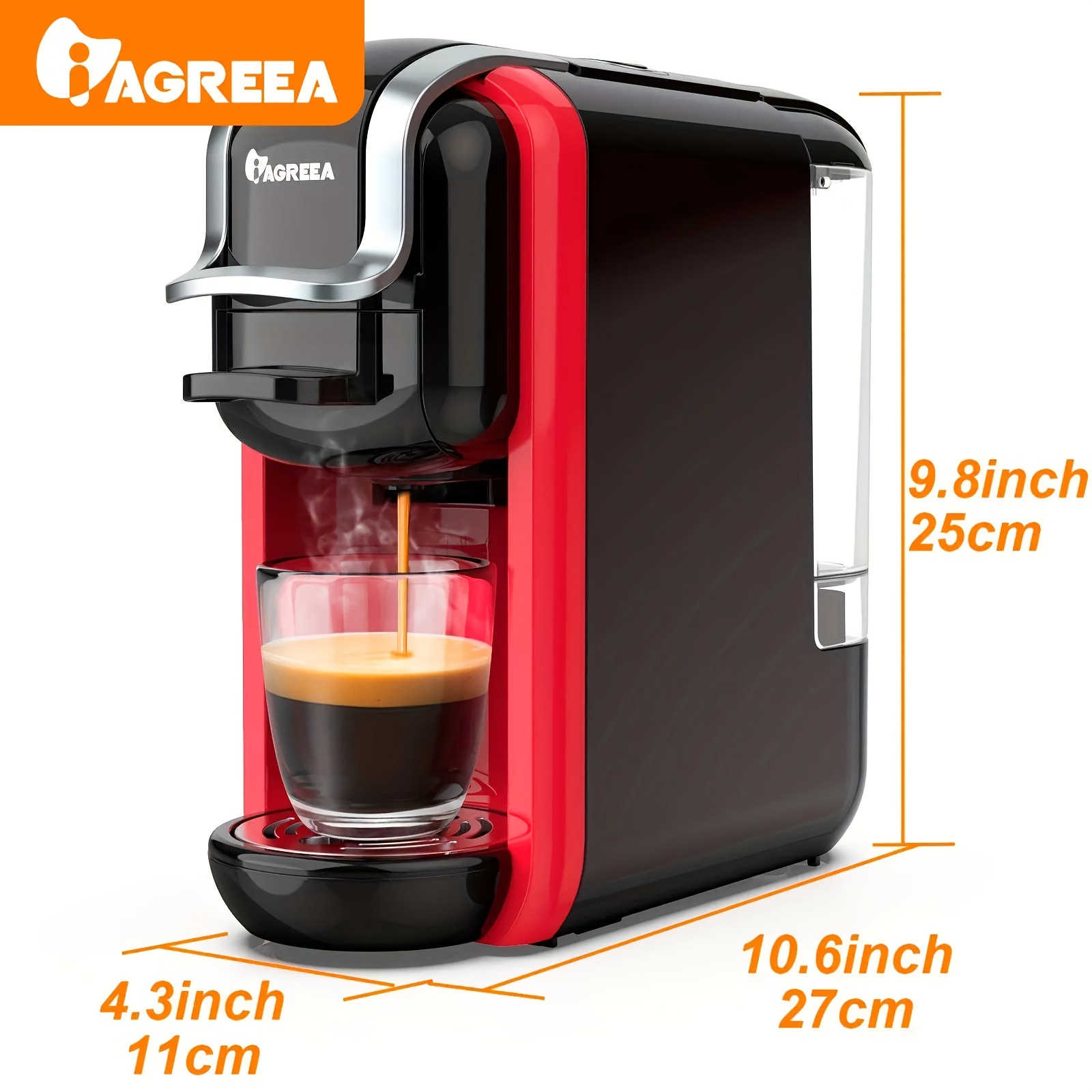 Pod Coffee Maker Single Serve, HiBREW 5-in-1 Espresso Machine for Pods, K- cup*/Nes* Original/DG*/ESE Pod/Espresso Powder Compatible, Cold/Hot Mode,  20 oz Removable Reservoir, LED Bars Indicator, 19Bar 