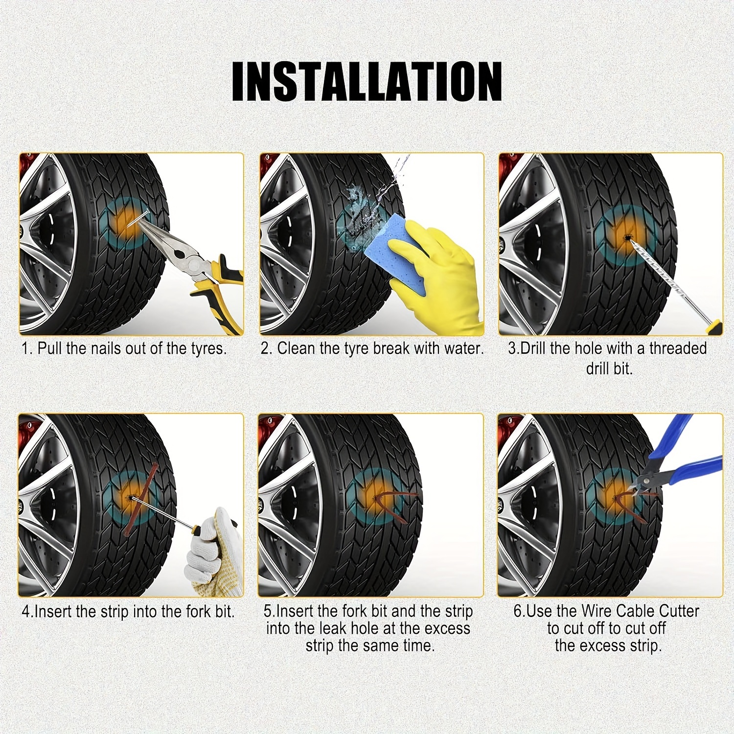 CHAFT Kit réparation pneu tubeless Basique - Kit réparation pneu moto