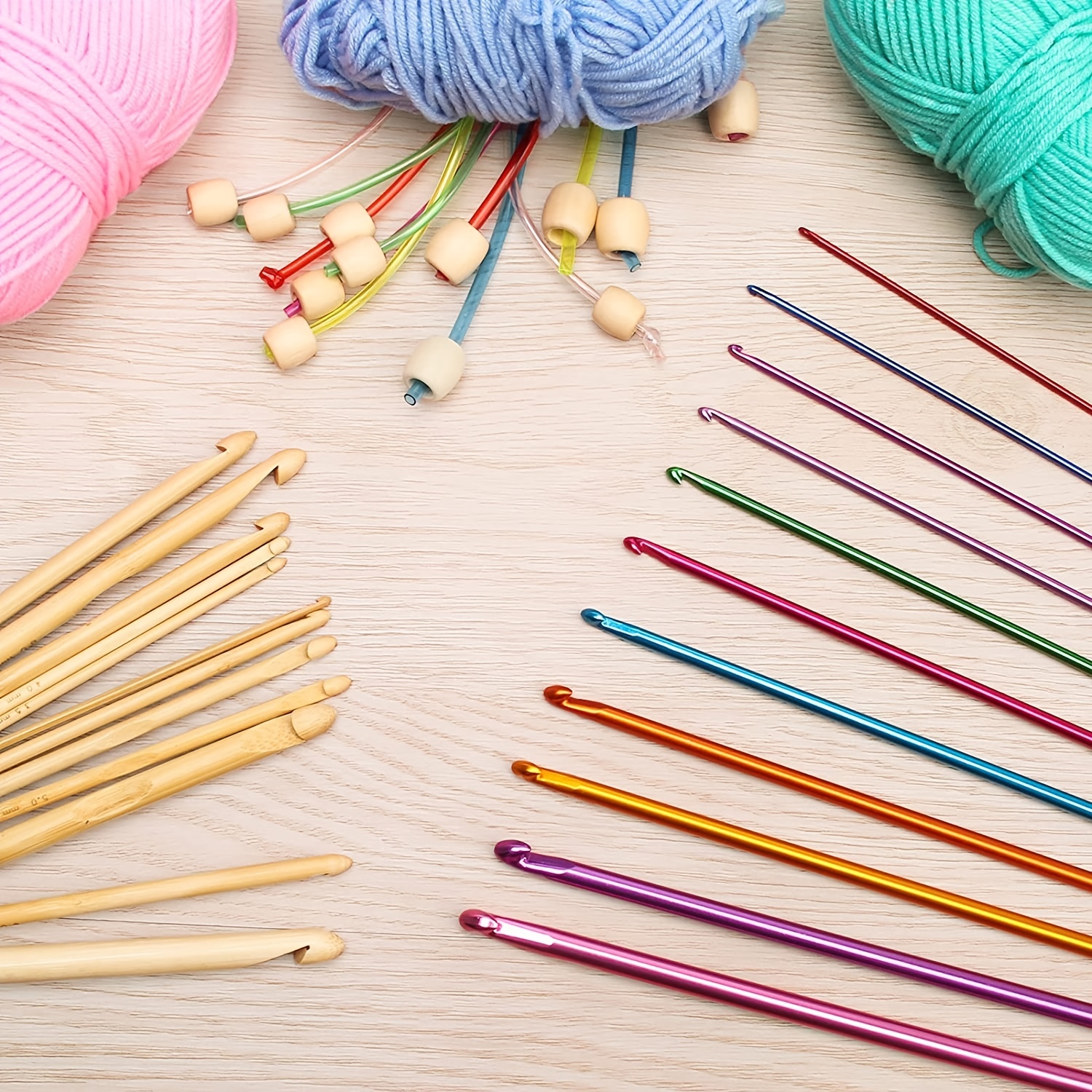 Tunisian Crochet Set Colorful Cable Bamboo Knitting Needle - Temu