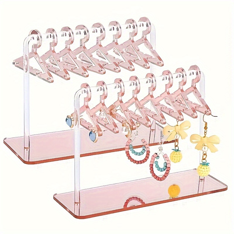 1 Set Wooden Hanger Earrings Display Stand with 8Pcs Coat Hangers Cute  Jewelry Stand Organizer Earring Rack Holder Ear Studs Display Rack for  Retail