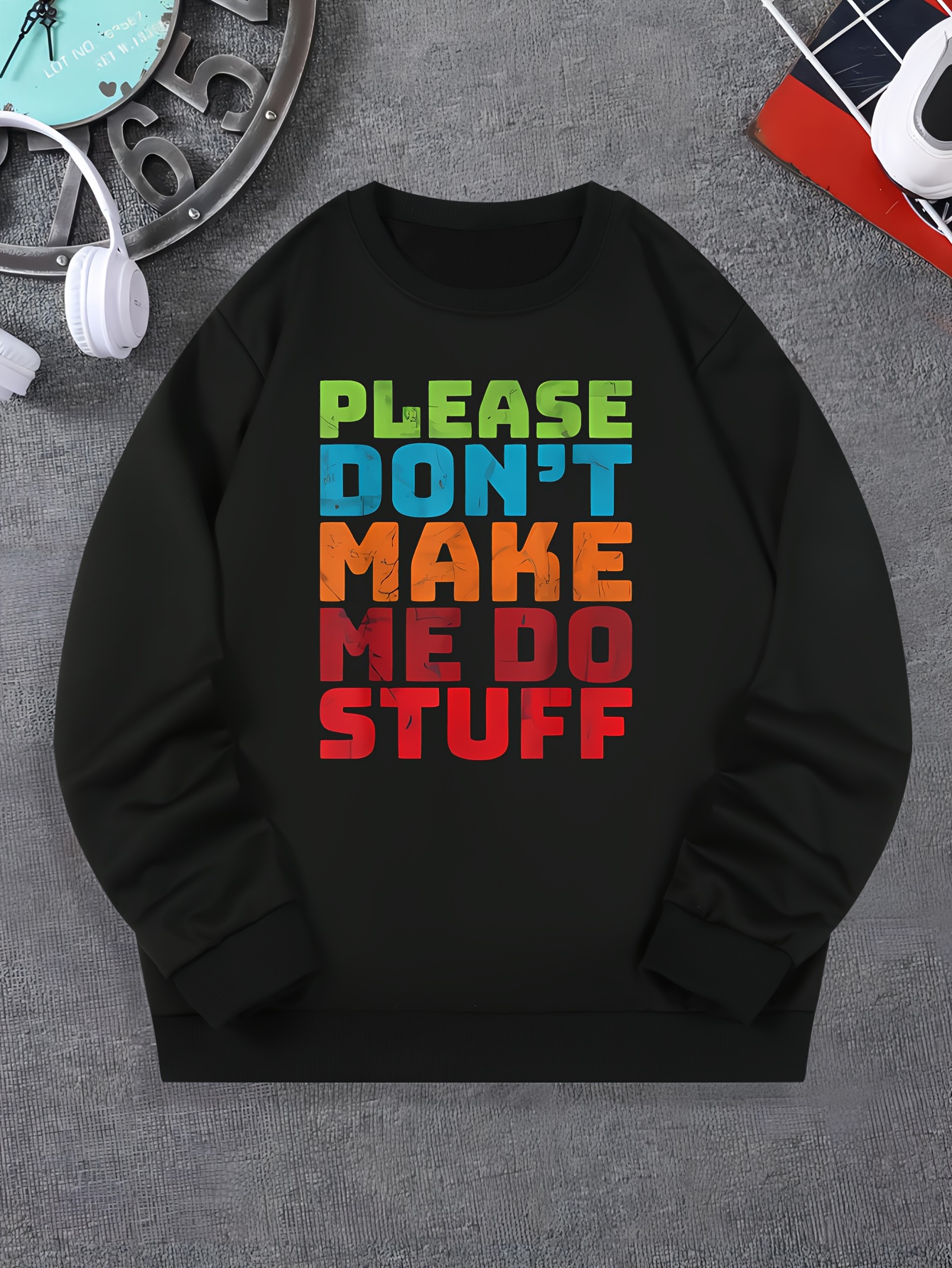 Please Don't Make Do Stuff Estampado Jersey Moda Cuello - Temu Chile