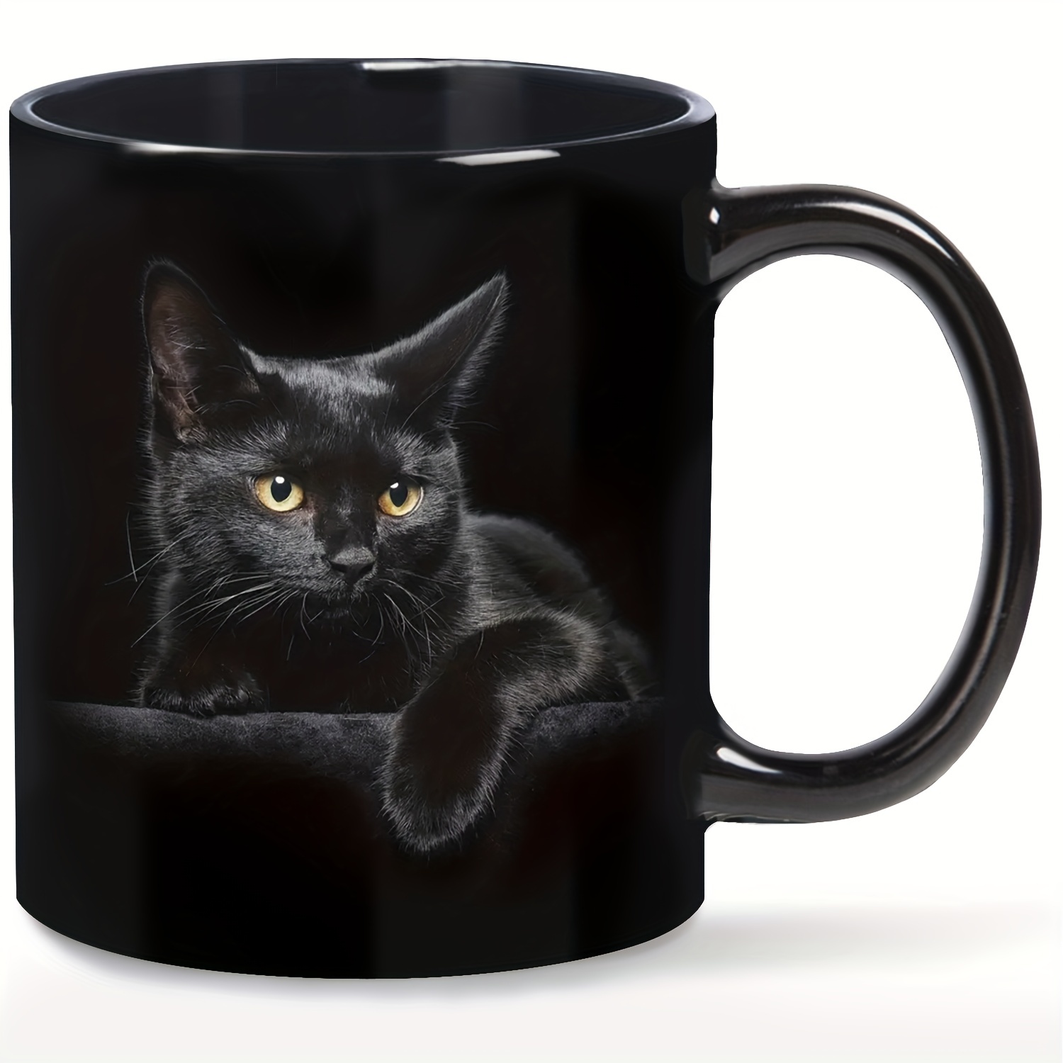 

Tasse à café en céramique avec motif de chat noir, drôle et parfaite pour les amoureux des chats. Idée cadeau mignonne pour un anniversaire ou la Saint-Valentin, ou une surprise pour Halloween (11 oz)