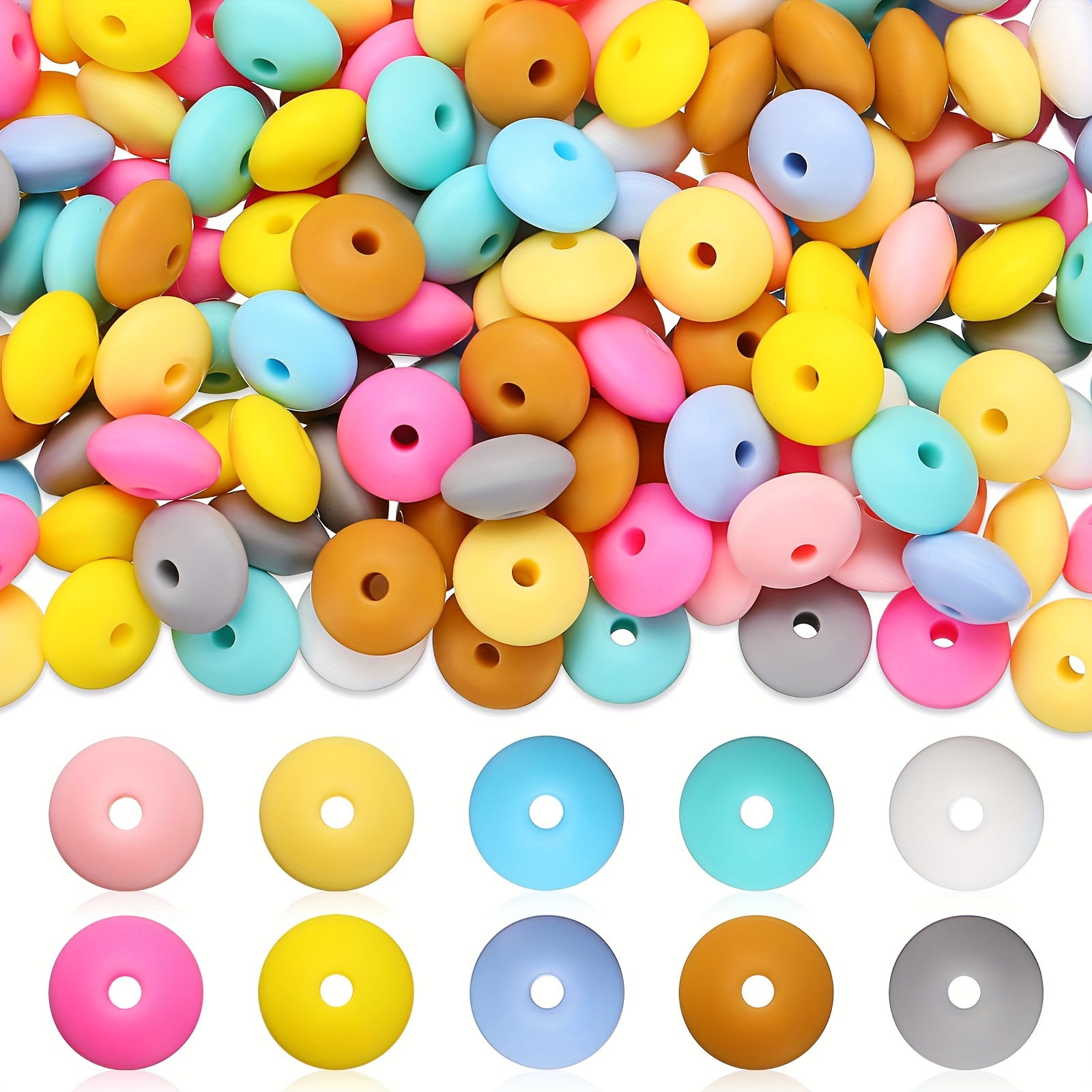 Mixed Color Abacus Silicone Beads Loose Spacer Beads For Diy - Temu
