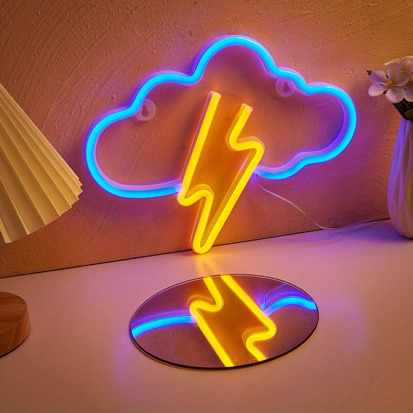 Insegna Al Neon A LED Blu A Forma Di Nuvola Di Fulmine Da 1 Pezzo, USB