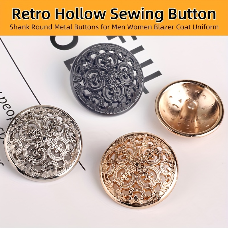 2pcs Hollow Sewing Button Vintage Metal Button For Coat Sweater Suit 9inch  20mm - Arts, Crafts & Sewing - Temu