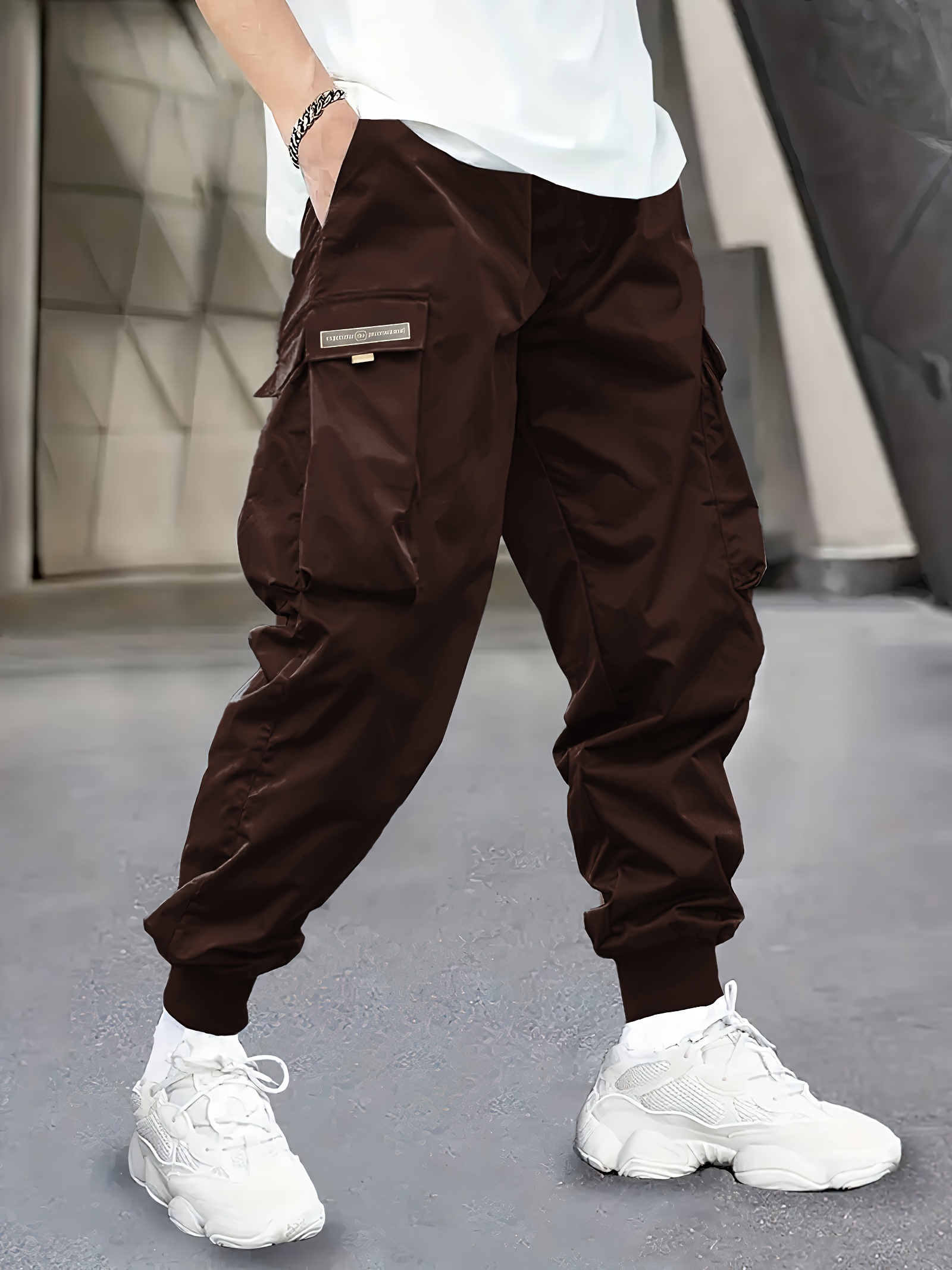 Men Cargo Pants Leisure Loose Baggy Long Multi-pockets Hip Hop Carpenter  Pants L