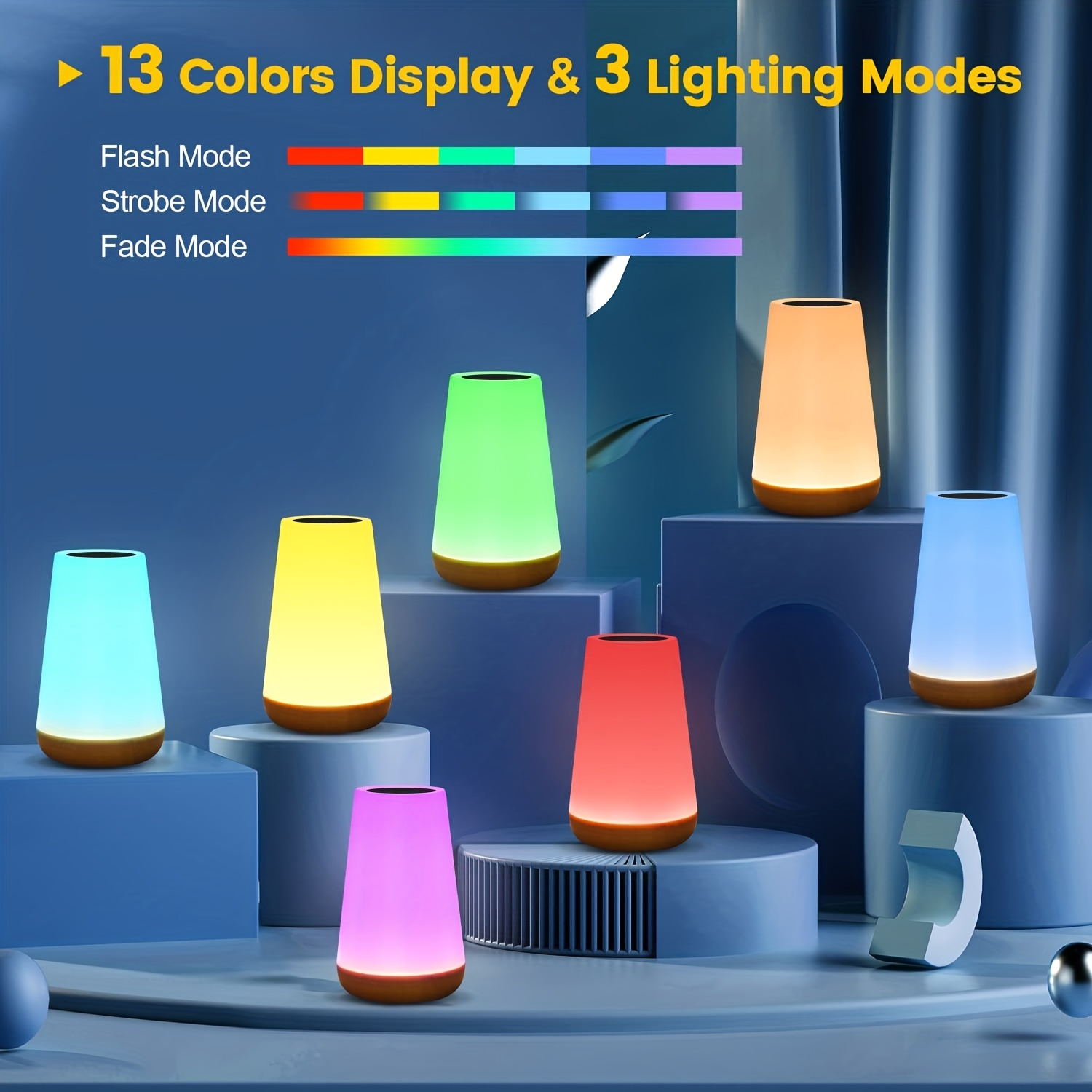 3W 13 colori che cambiano luce notturna RGB telecomando Touch lampada  dimmerabile lampade da comodino da tavolo portatili lampada da notte  ricaricabile USB - AliExpress