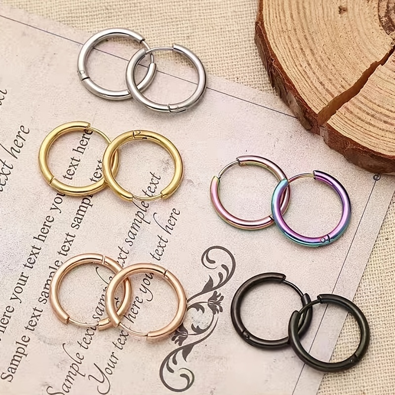 Titanium Steel Earrings Ear Studs Set, 4 Pairs for All Sizes