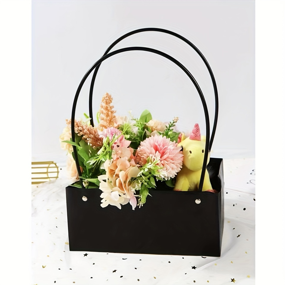 

1pc Kraft Paper Flower Tote Bag, Diy Flower Arrangement Box, Flower Packaging Bag, Hand-held Bouquet Bag