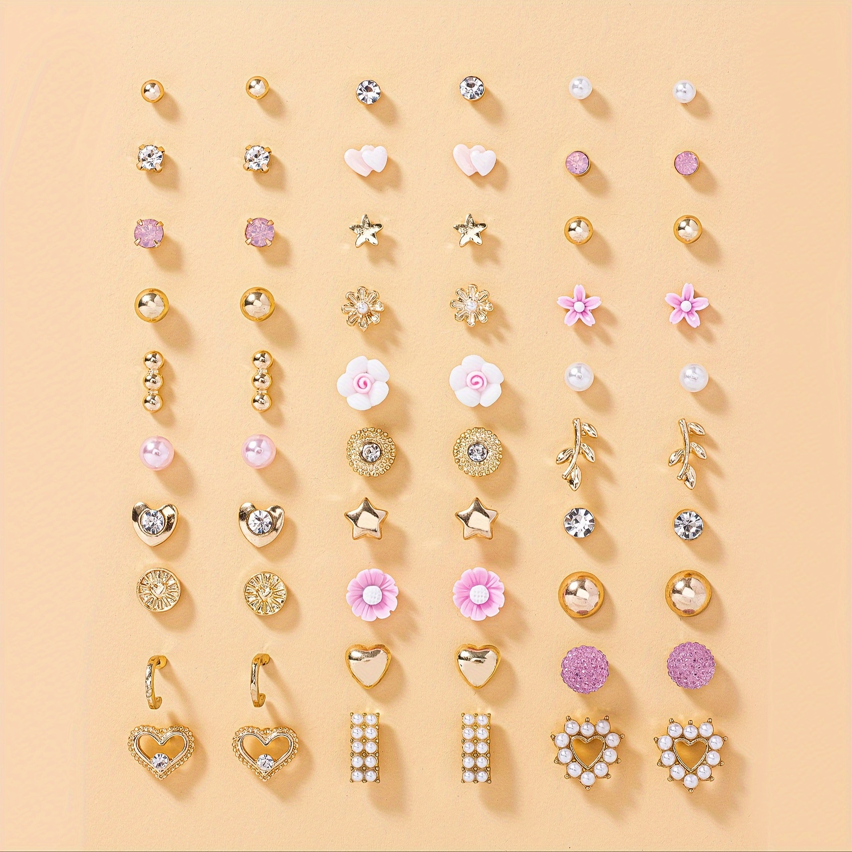 

30 Pairs Set Of Colorful Tiny Stud Earrings Zinc Alloy Jewelry With Rhinestone Inlaid Cute Simple Female Earrings For Daily Wear