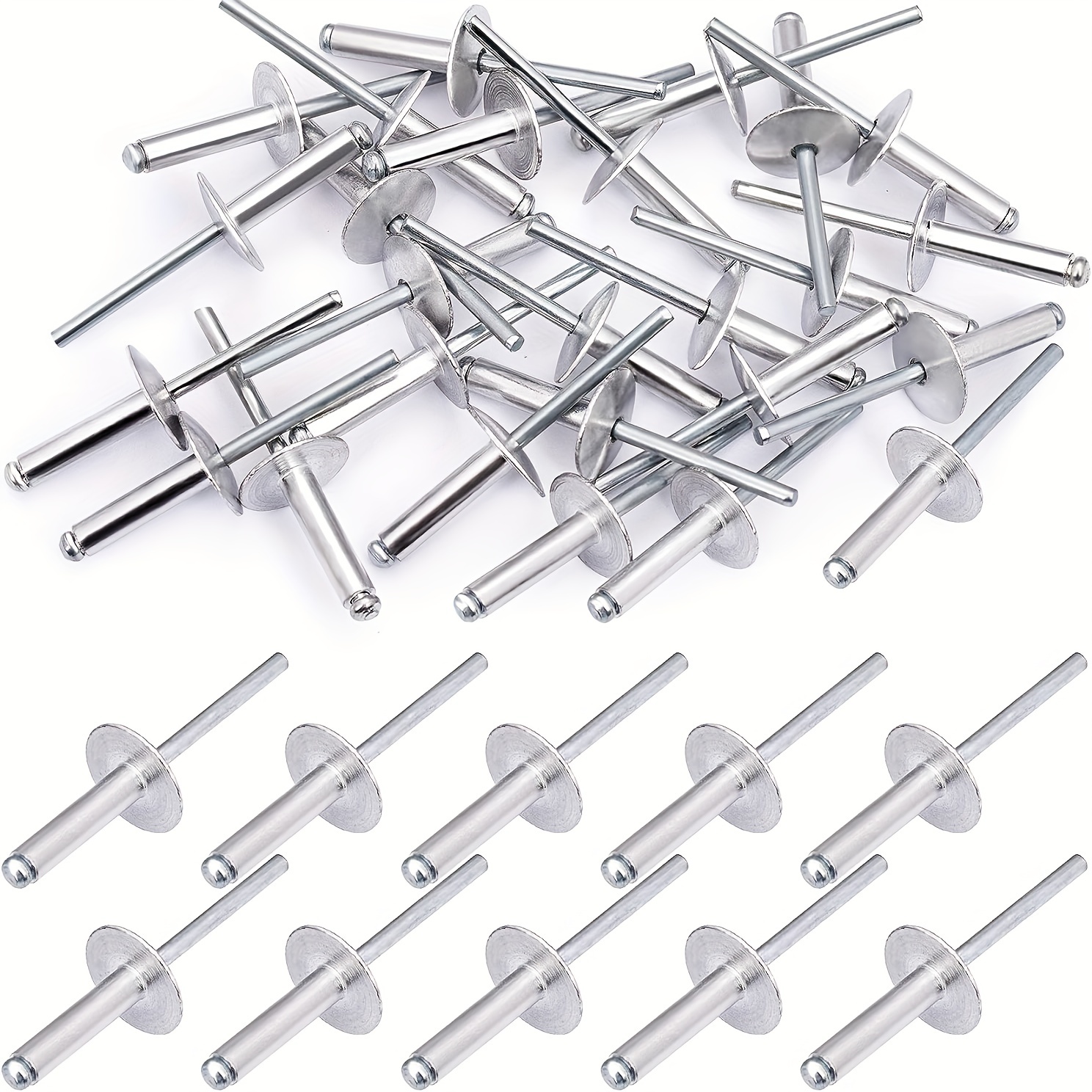80 Pieces 3/16 x 3/8 Large Flange Aluminum Pop Rivets for Metal, Blind  Fasteners (Silver)
