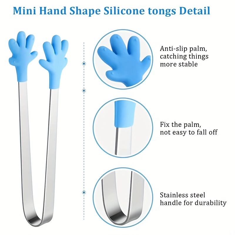 Kitchen Tongs Mini Stainless Steel Tongs With Hand-shaped Silicone